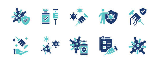 virus vaccine icon set coronavirus immunity vaccination syringe injection medicine element vector illustration