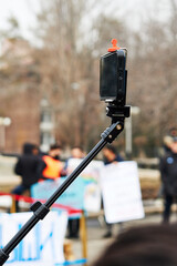smartphone on a stick for taking selfies