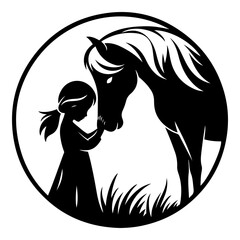 A Girl with Horse Vector, Horse Silhouette 