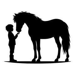 A Boy with Horse Vector, Horse Silhouette 