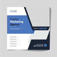 Instagram social media post template with creative marketing agency webinar concept design,Digital marketing social media and instagram post template