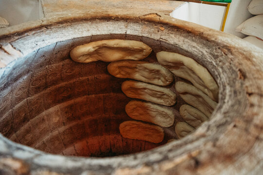 Traditional bread baking in Georgia - this is what the oven looks like.