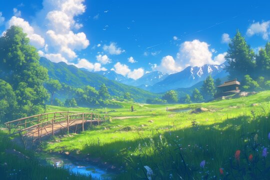 Anime nature wallpaper, background, manga, art