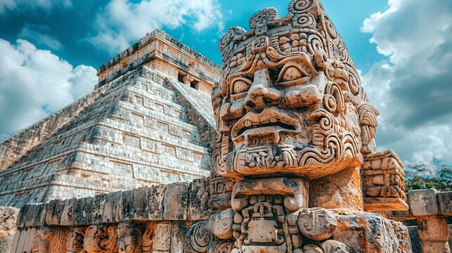 Ancient Mayan pyramid in Yucatan, Mexico.