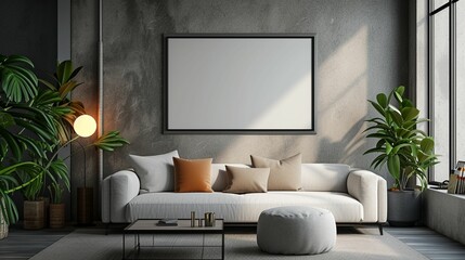 Modern Living Room With White Couch and Large Window