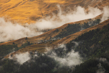 breathtaking views in Tusheti - in one of the most beautiful regions of Georgia. Autumn colors add charm and mood. - 767658459