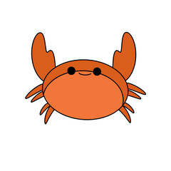 Fototapeta premium A cartoon crab with a smile on its face. The crab is orange and has a happy expression