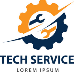 gear logo design concept, service logo design template, tech logo design