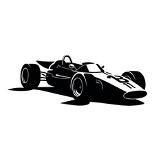 Obraz premium Muscle car Silhouette logo, emblems and badges isolated on white background. Old american car from 60s.