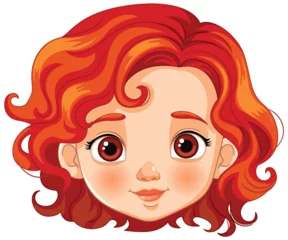 Fotobehang Kinderen Vector illustration of a young girl with curly hair.