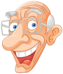 Vector illustration of a happy senior man smiling.