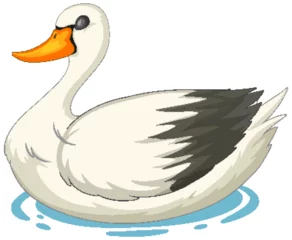 Fotobehang Kinderen Vector illustration of a white swan floating