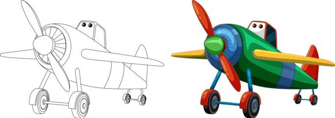Fotobehang Kinderen Two stylized vector airplanes with playful designs