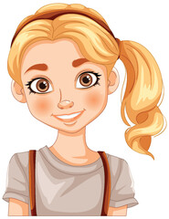 Vector portrait of a smiling young blonde girl