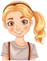 Wall murals Kids Vector portrait of a smiling young blonde girl