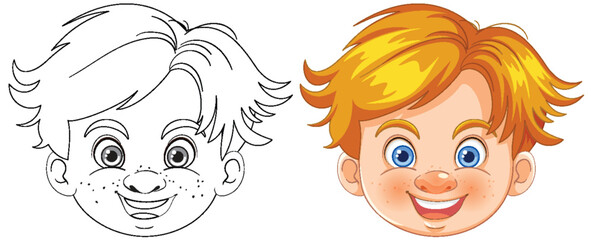 Vector illustration of a happy young boy's face