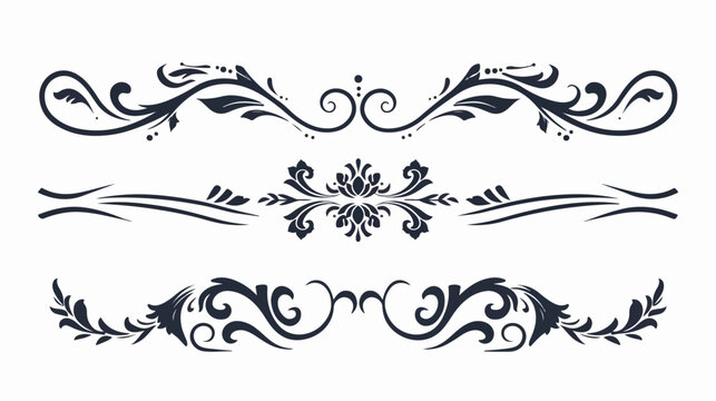 Calligraphic decorative elements with lines Flat vector
