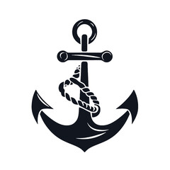 Simple black ships anchor silhouette