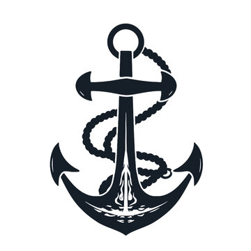 Simple black ships anchor silhouette