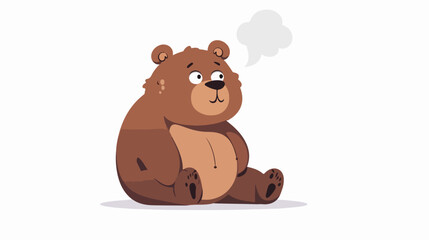 Cartoon bear with thought bubble Flat vector isolated