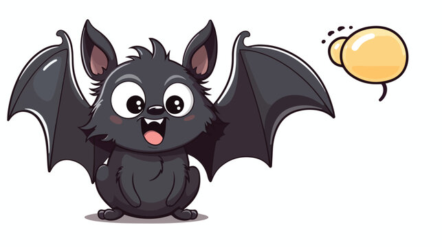 Cartoon bat with speech bubble Flat vector