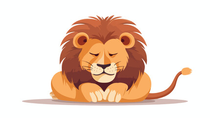 Cartoon bored lion Flat vector isolated on white background
