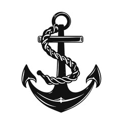 Vector illustration, monochrome sea anchor icon isolated on white background. Simple shape for design logo, emblem, symbol, sign, badge, label, stamp.