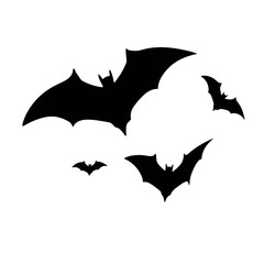 Black silhouettes of bats on a white background