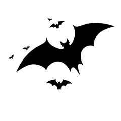 Fototapeta premium Black silhouettes of bats on a white background