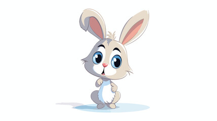 Cartoon rabbit thinking Flat vector 
