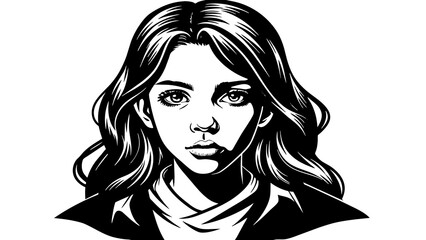 Teenage Beauty Vector Portrait Drawing of a Girl's Face