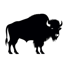Bison Silhouette Logo Standing Wild Buffalo Animal Vector Graphic Design  