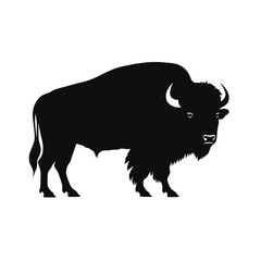 Bison Silhouette Logo Standing Wild Buffalo Animal Vector Graphic Design  