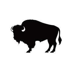 Bison Silhouette Logo Standing Wild Buffalo Animal Vector Graphic Design  