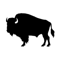 Bison Silhouette Logo Standing Wild Buffalo Animal Vector Graphic Design  