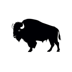 Bison Silhouette Logo Standing Wild Buffalo Animal Vector Graphic Design  