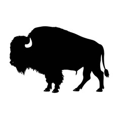 Bison Silhouette Logo Standing Wild Buffalo Animal Vector Graphic Design  