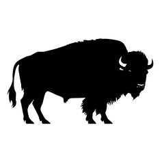 Bison Silhouette Logo Standing Wild Buffalo Animal Vector Graphic Design  