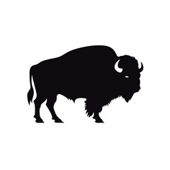 Bison Silhouette Logo Standing Wild Buffalo Animal Vector Graphic Design  