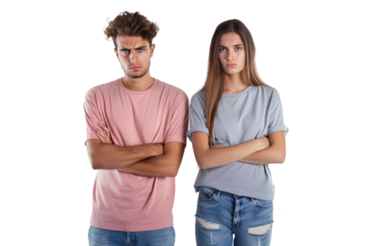 unhappy couple isolated on white