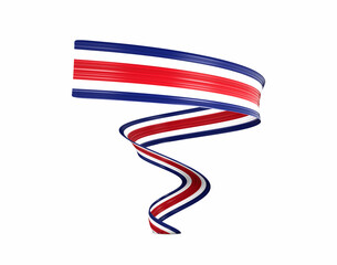 3d Flag Of Costa Rica 3d Shiny Waving Flag Ribbon Isolated On White Background 3d Illustration