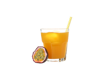 Concept of delicious exotic fruits juice, isolated on white background