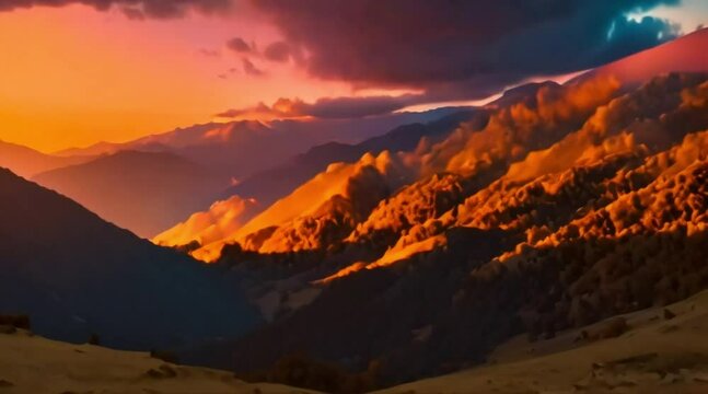 Sunset timelapse in the mountains