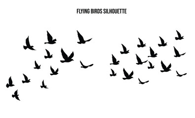 Group of flying birds silhouette illustration