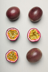Fototapeta na wymiar Concept of delicious and juicy exotic fruit - passion fruit
