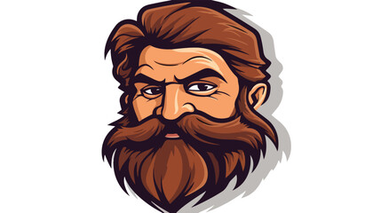 Distressed sticker of a cartoon bearded man Flat vector