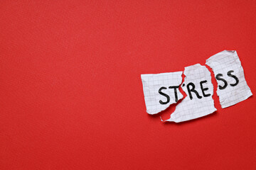 Stress theme concept, inscription on torn paper.