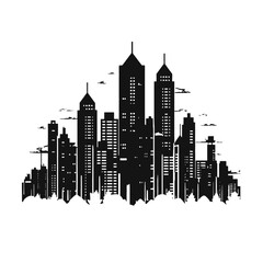 City silhouette vector set. Panorama city background.  