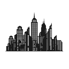 Naklejka premium City silhouette vector set. Panorama city background. 