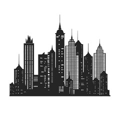 Naklejka premium City silhouette vector set. Panorama city background. 